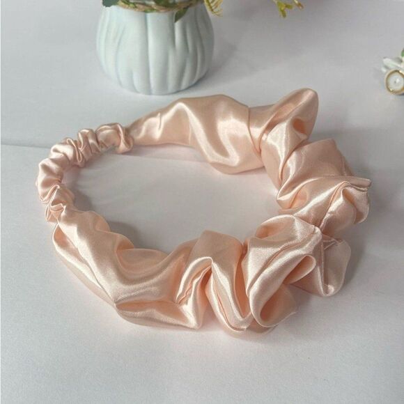 Satin Headband wrap scrunched Women Champagne color - Picture 7 of 8